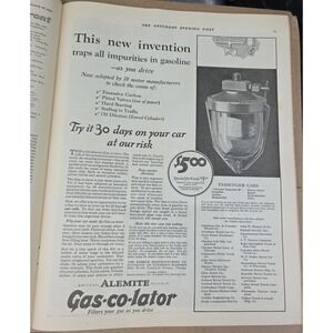 1927 Alemite Gas-co-lator Carburetor Fuel Filter Print Ad